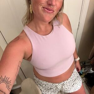 Athleta Tulip Pink Cropped Sports Bra